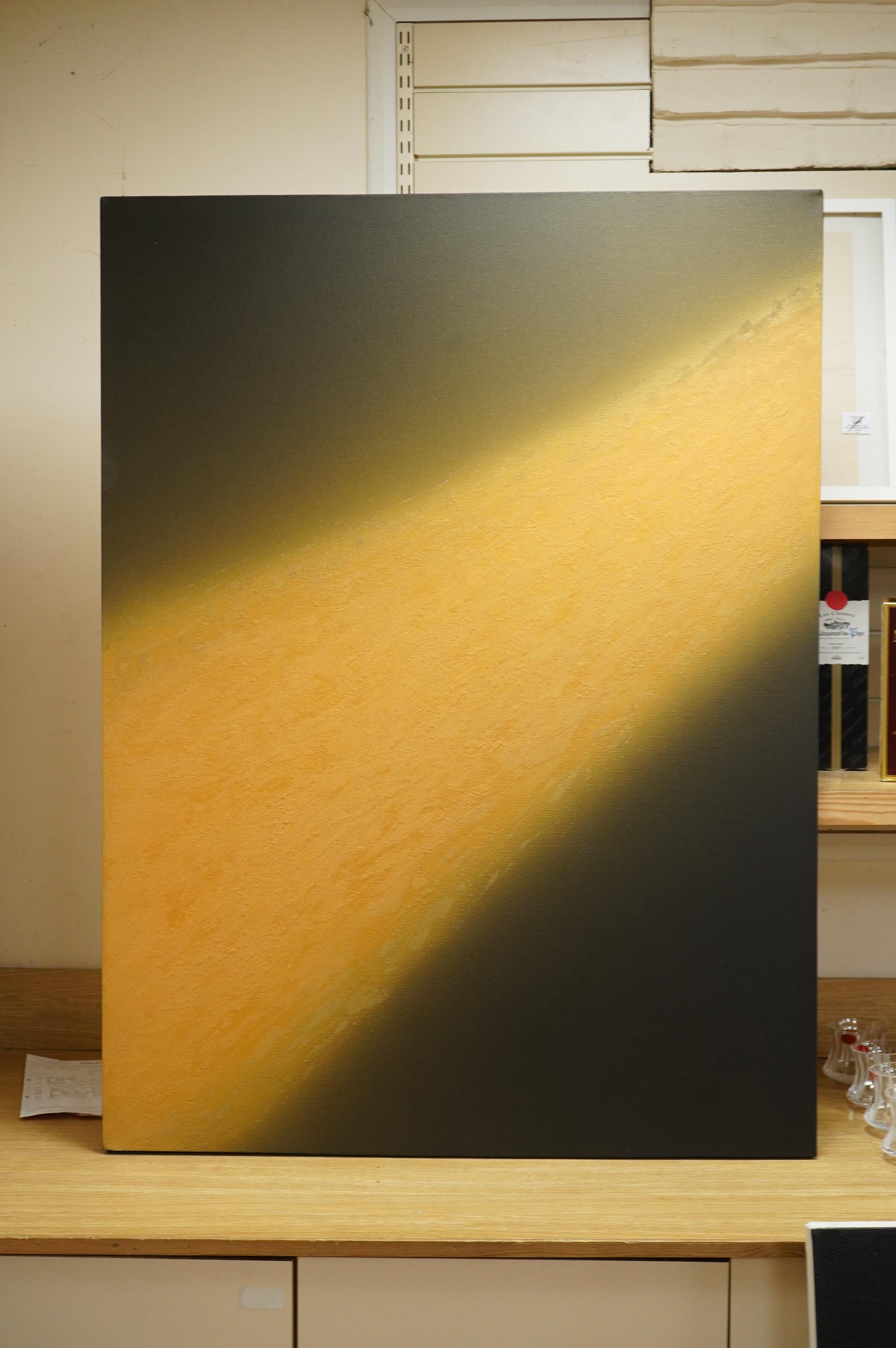 Mark Paul Perry (contemporary), ‘Golden Bliss Series IV’, signed and dated June 2010 verso, abstract oil on canvas, unframed, 122 x 91cm